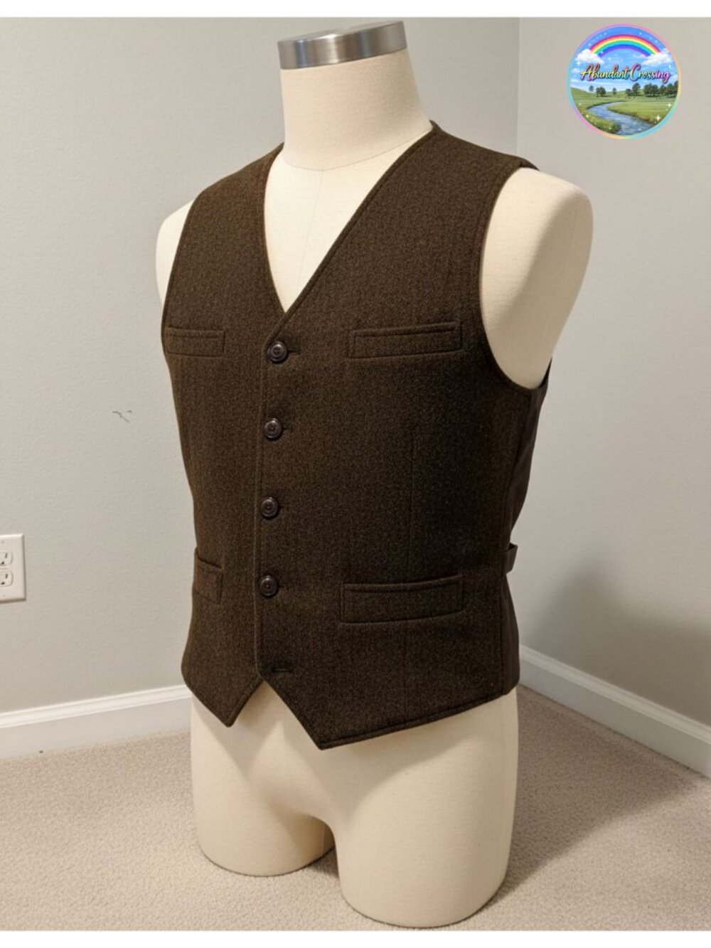 Mens Tweed Herringbone Wool Vest Slim Fit V Neck Button Waistcoat for Prom